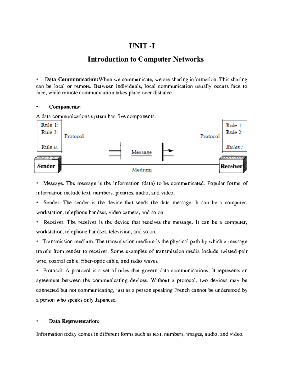 UNIT 1-1 - sdkkseughehl - UNIT - I Introduction to Computer Networks ...