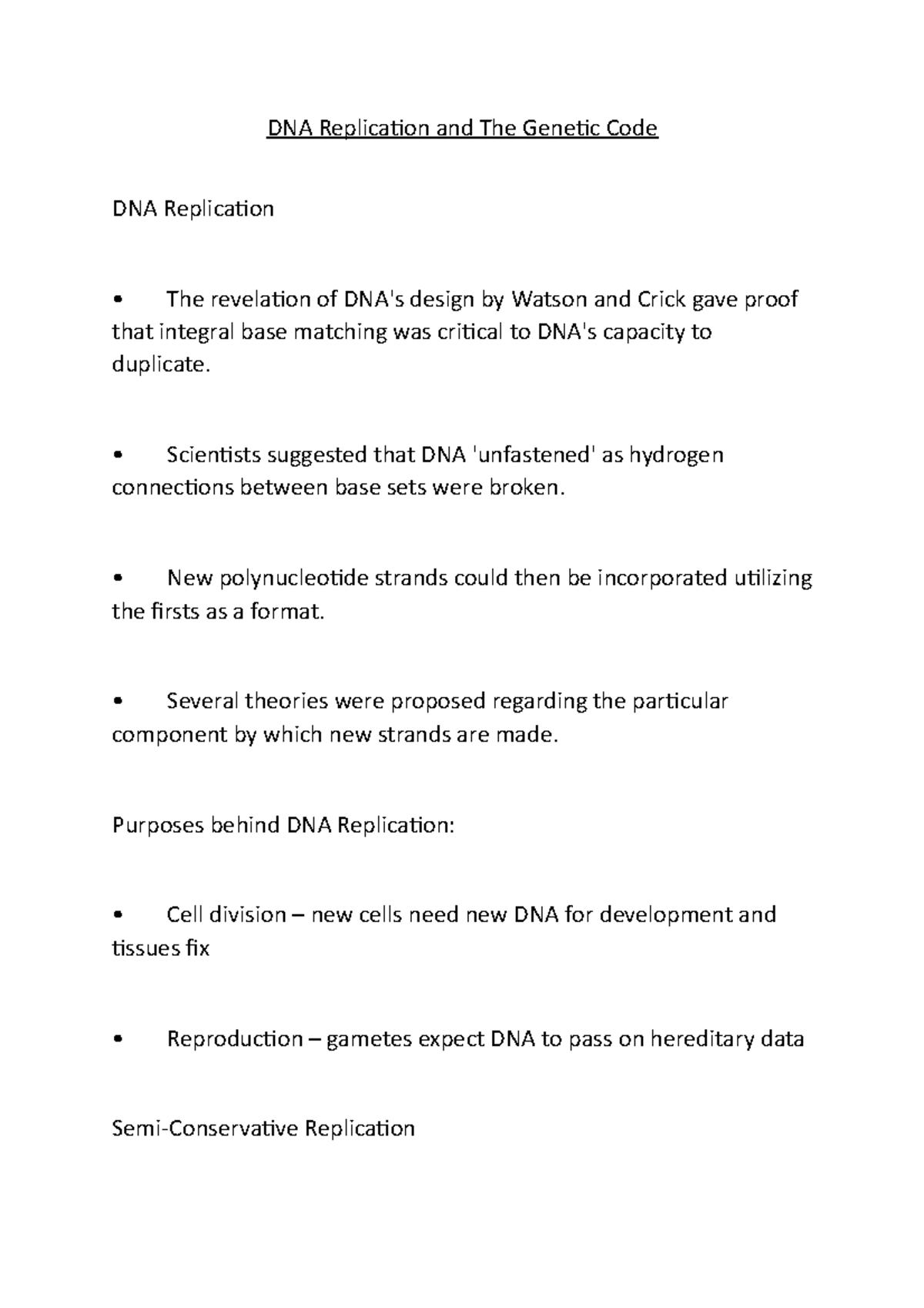 DNA Replication and The Genetic Code - Scientists suggested that DNA ...