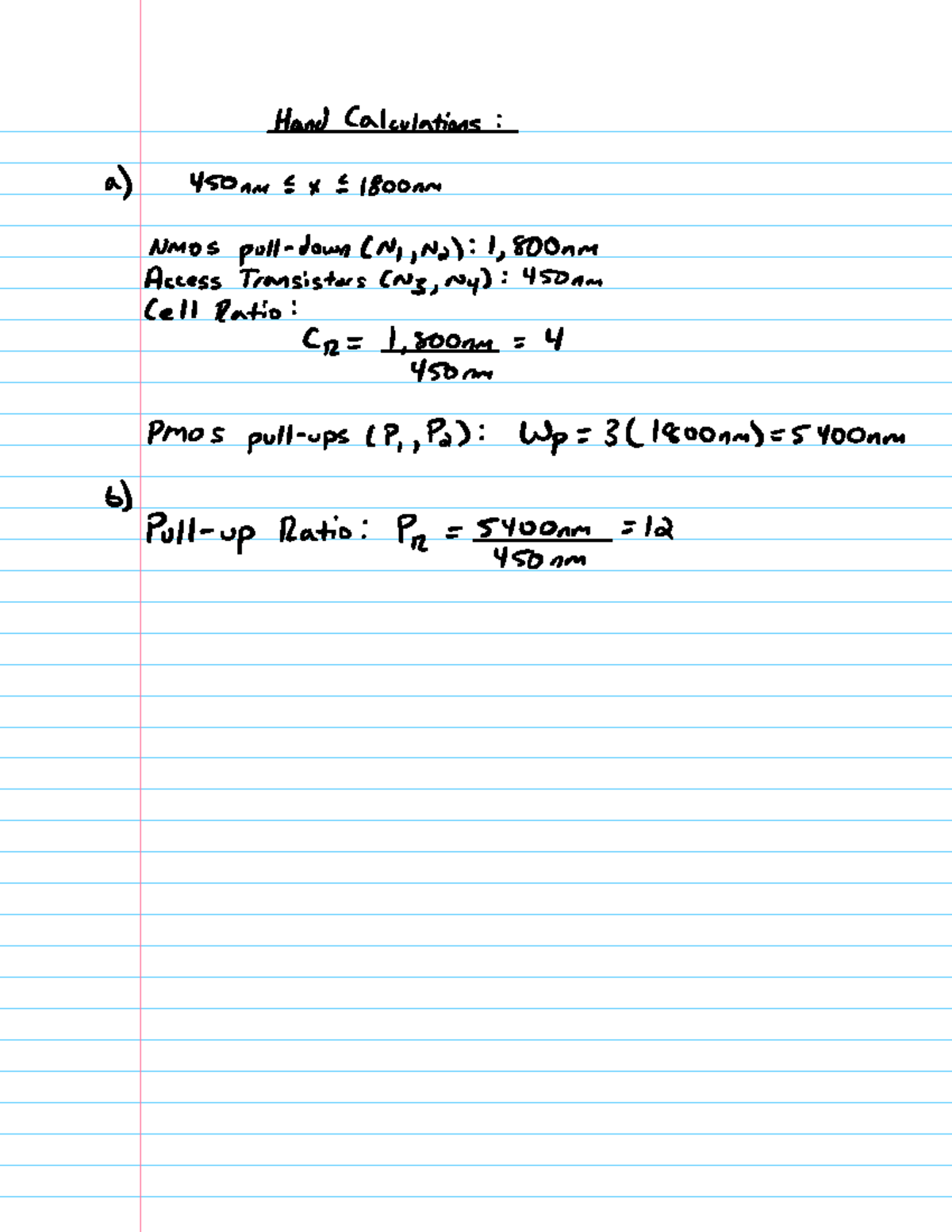 Lab 2 Hand Calculations - CMPE4375 - Hand Calculations a 450am x 1800mm ...
