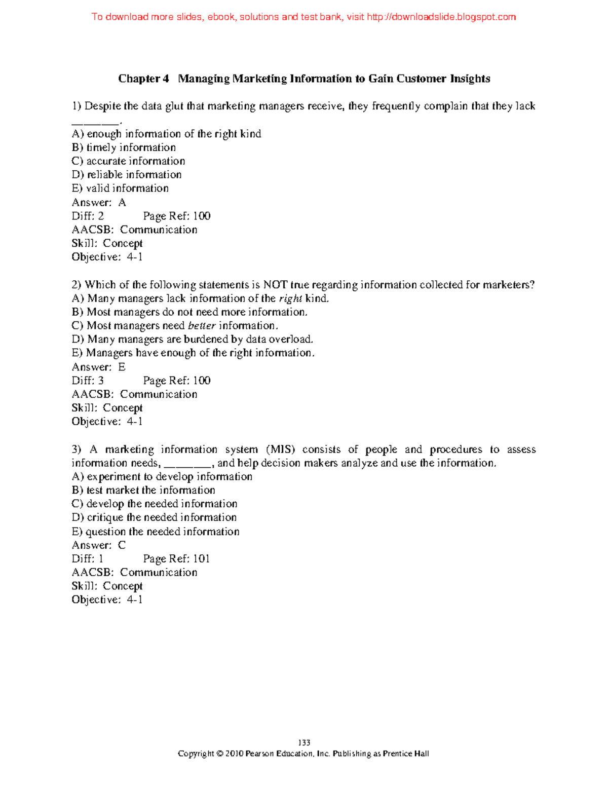 TestBank Chapter 4 - 133 Chapter 4 Managing Marketing Information To ...