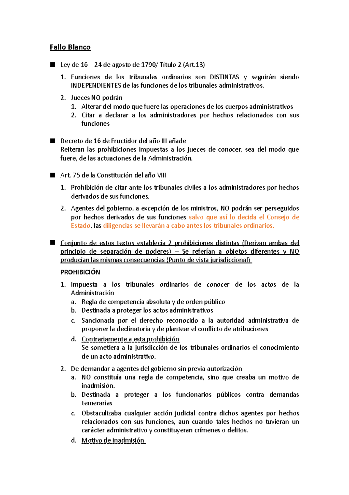 Fallos Franceses Jurisprudenciales - Fallo Blanco Ley de 16 – 24 de ...
