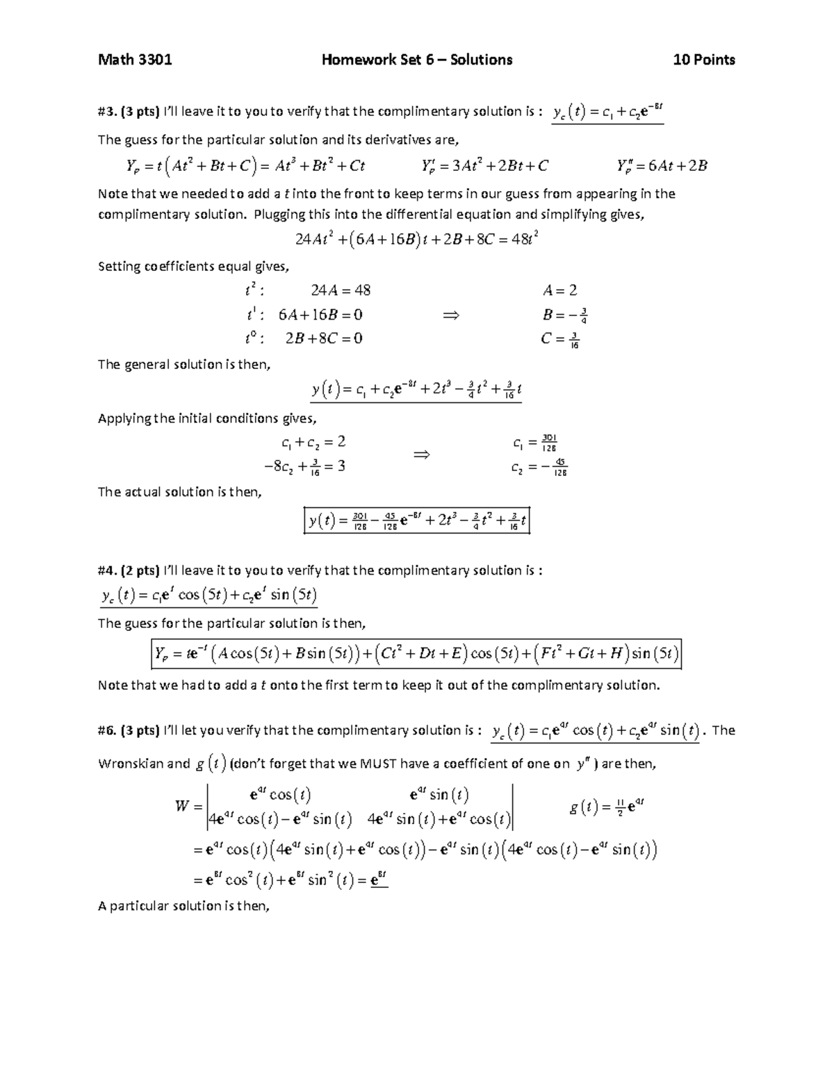 Hw 06 spring 2017 solutions - Math 3301 Homework Set 6 Solutions 10 ...
