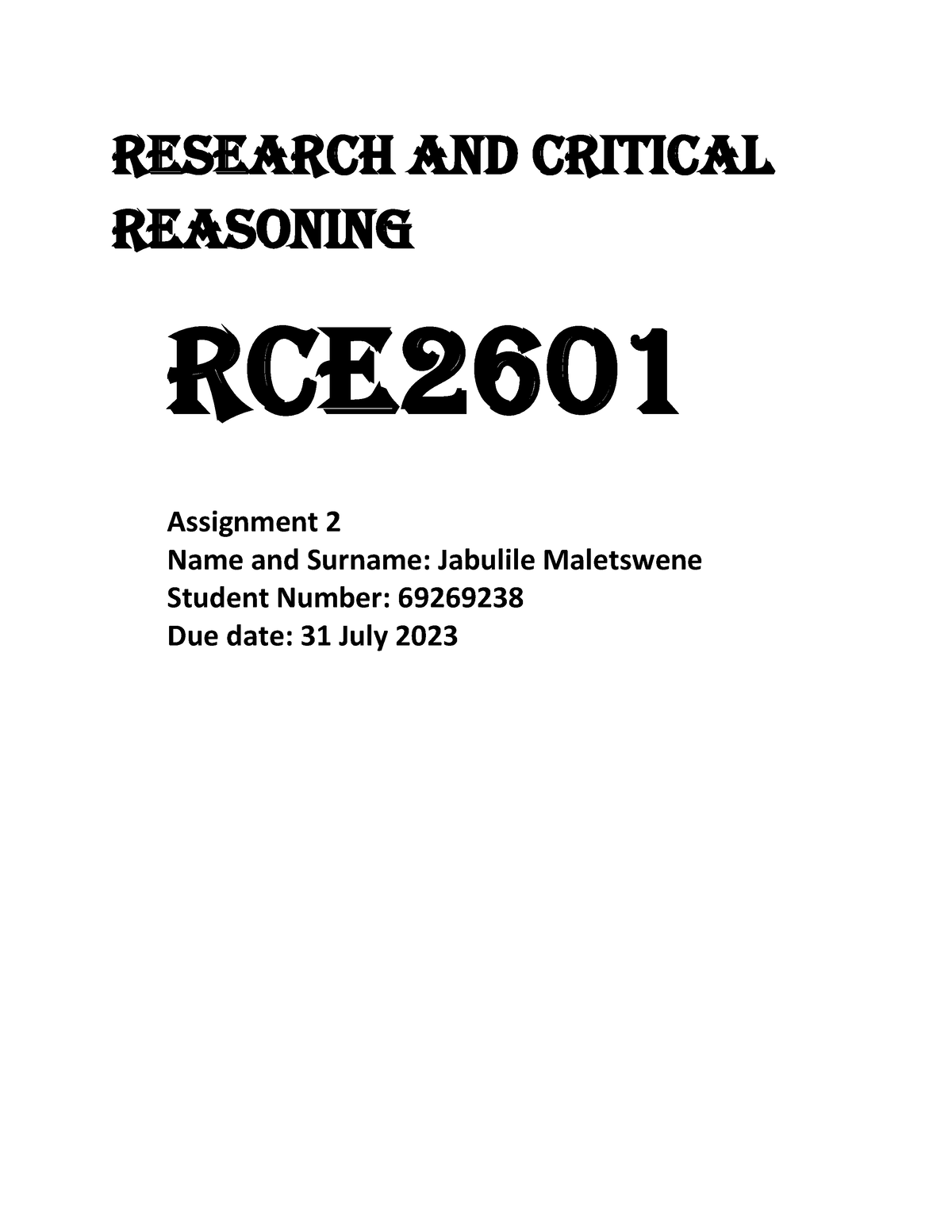 what is a research question rce2601