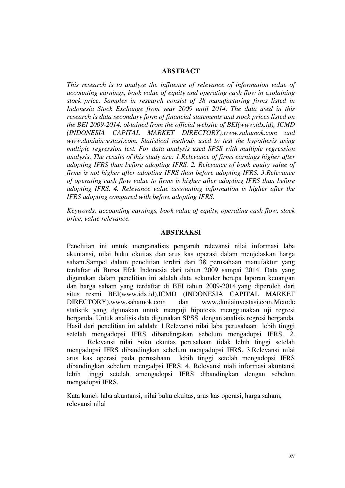 Analisis Perbedaan Relevansi Nilai Informasi 1 - Xv ABSTRACT This ...