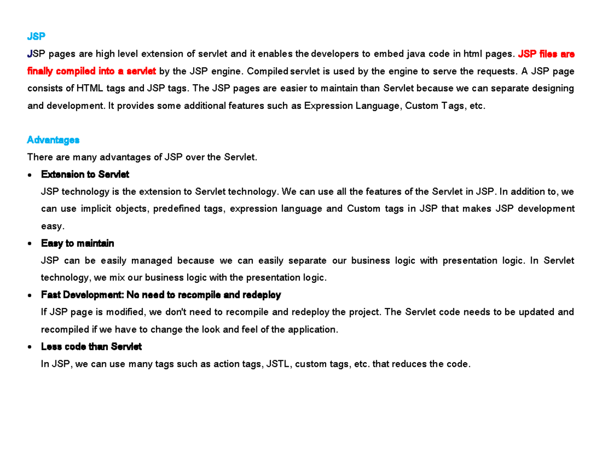 05 jsp - Lecturer note - JSP JSP pages are high level extension of ...