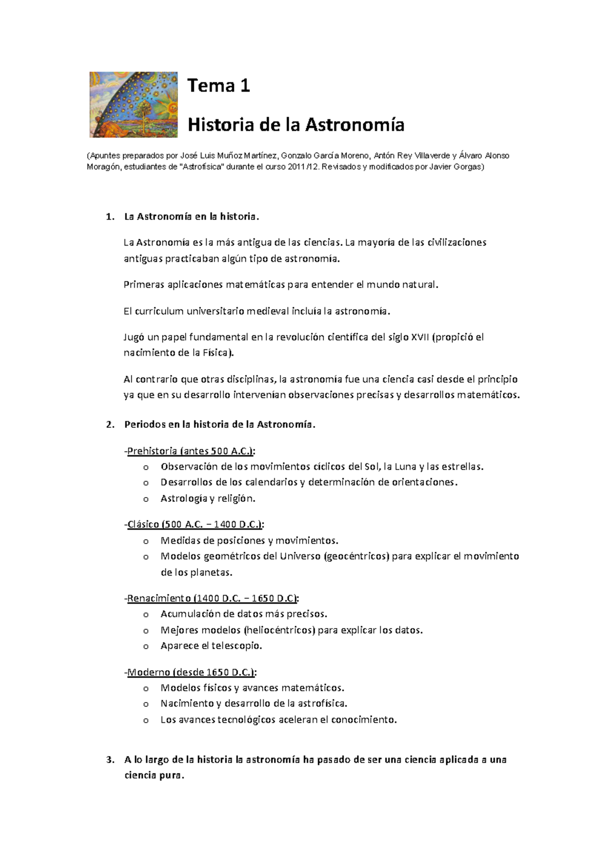 Tema 1 - Historia de la Astronomía - Tema 1 Historia de la Astronomía ...