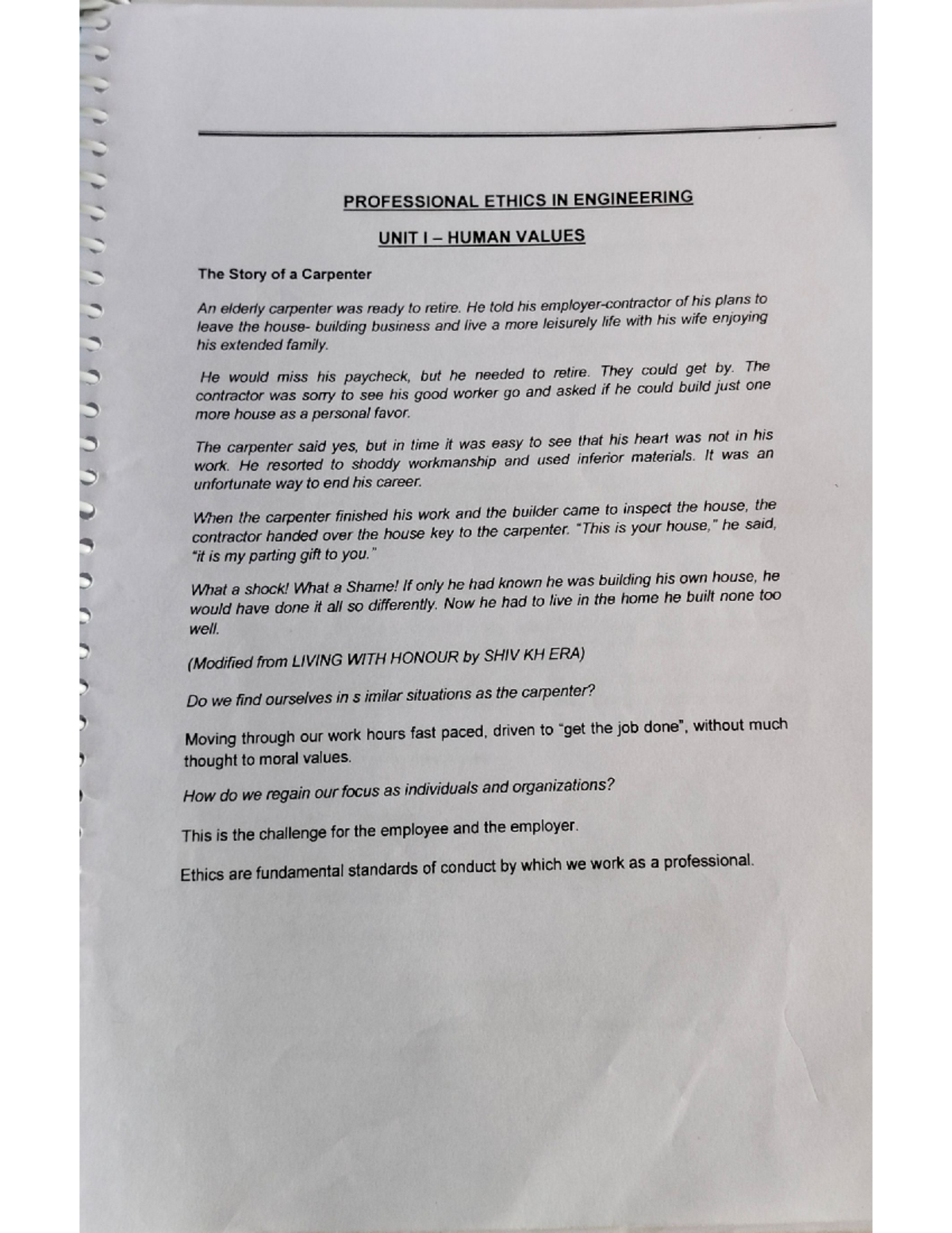 Professional Ethics Notes Professional Ethics In Engineering Studocu