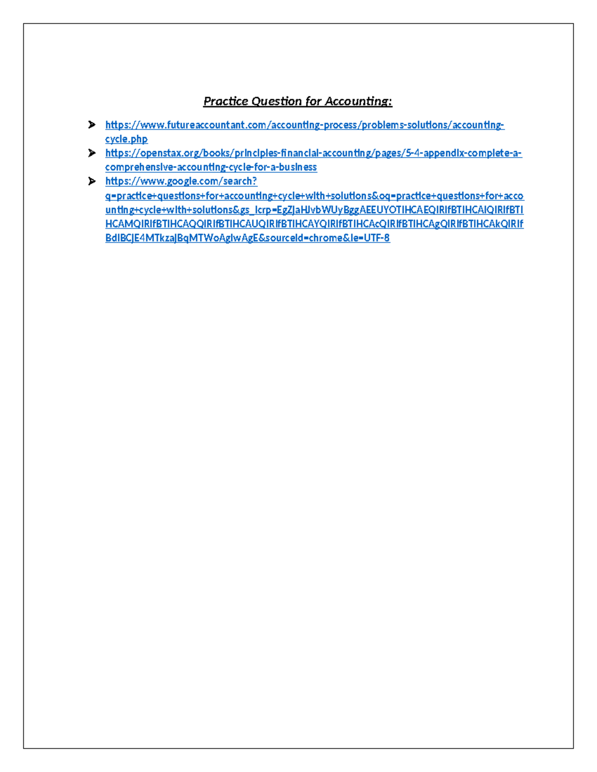 Practice Question For Accounting Studocu