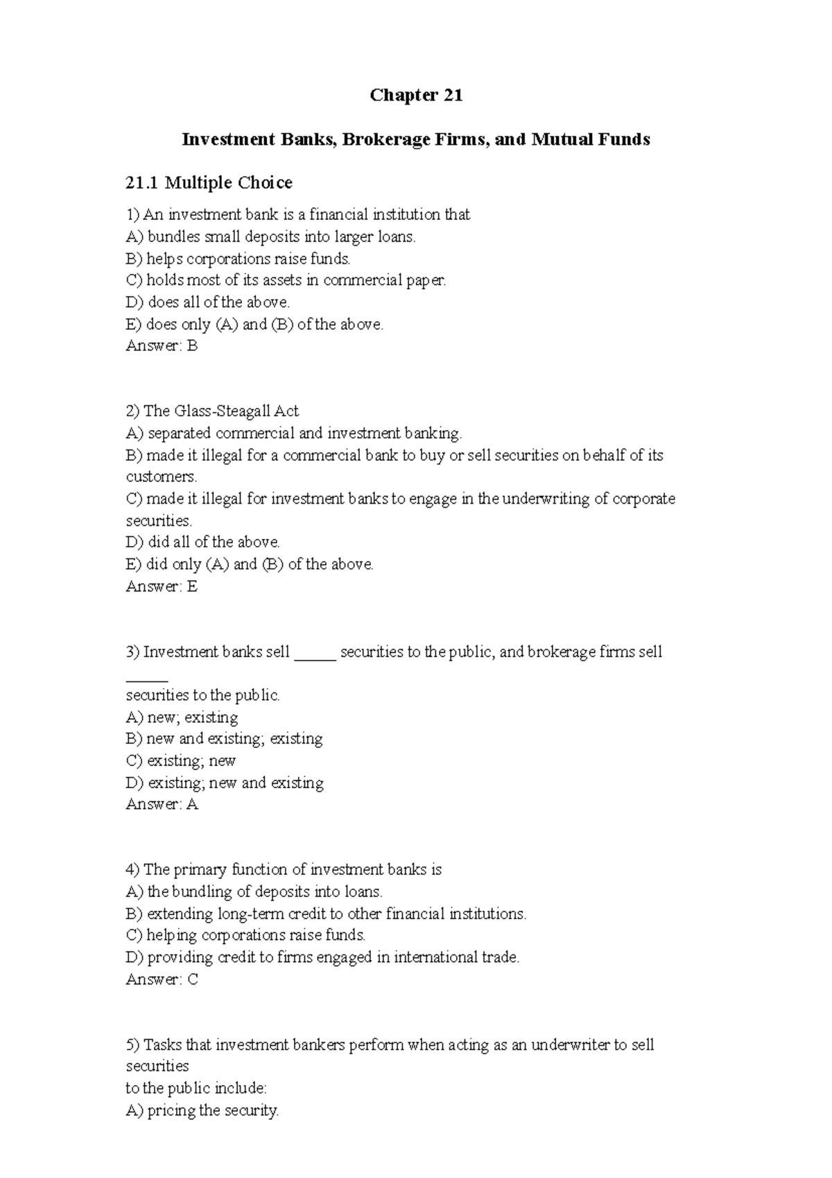 Ch21 Investment Banks ConsumerBanking Chapter 21 Investment Banks