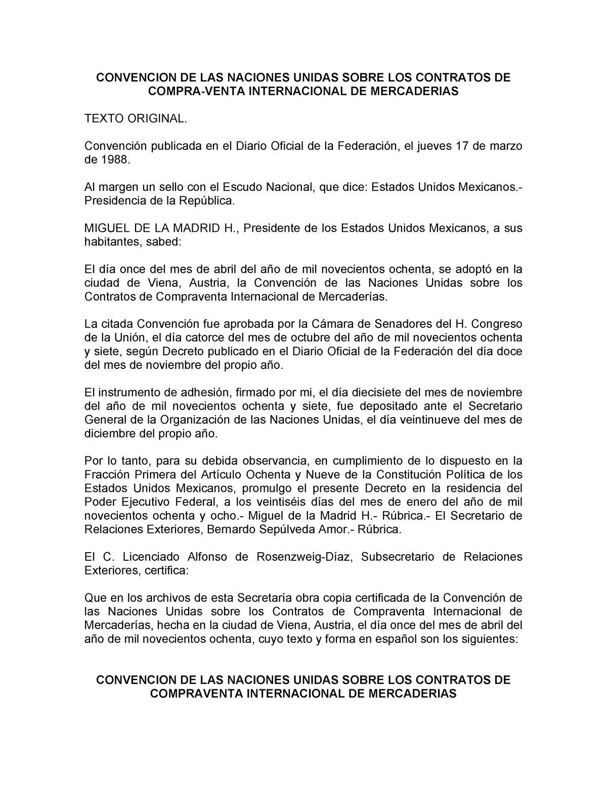 Convencion De Las Naciones Unidas Sobre Los Contratos De Compra Venta Internacional De 5191