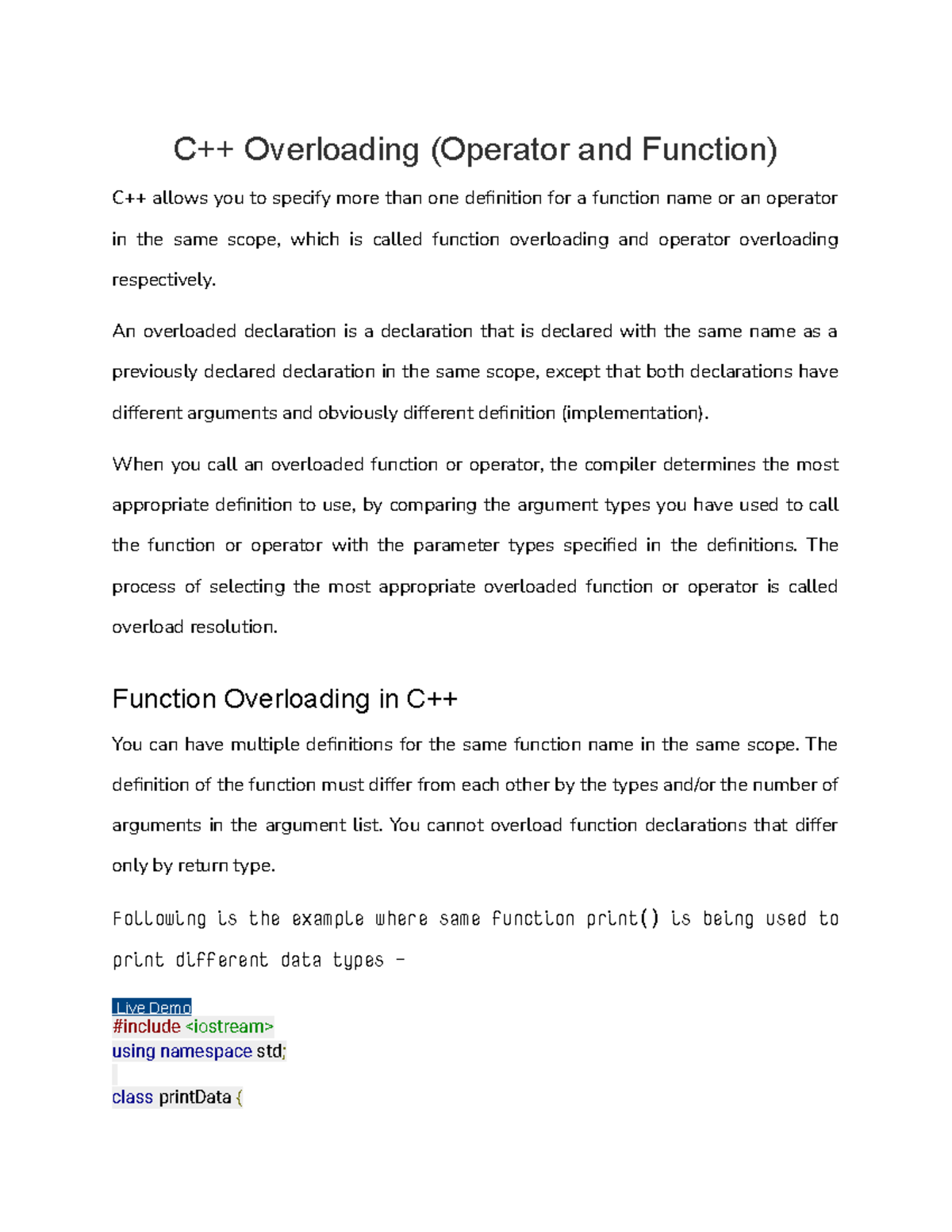 CPlus Plus Overloading (Operator And Function) - C++ Overloading ...