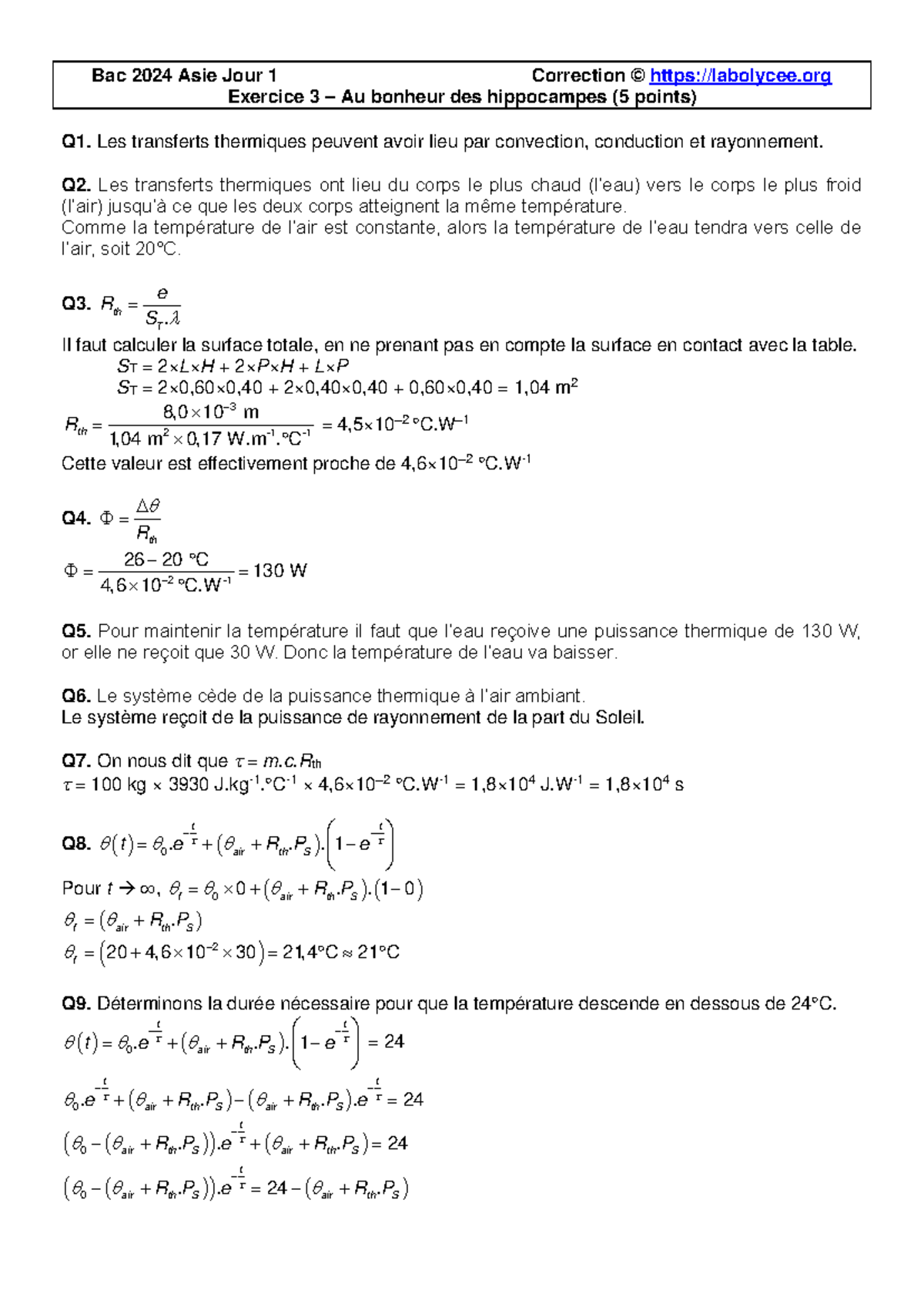 2024AsieJ1Exo3CorrectionHippocampes Aquarium Thermo5pts 2 Bac