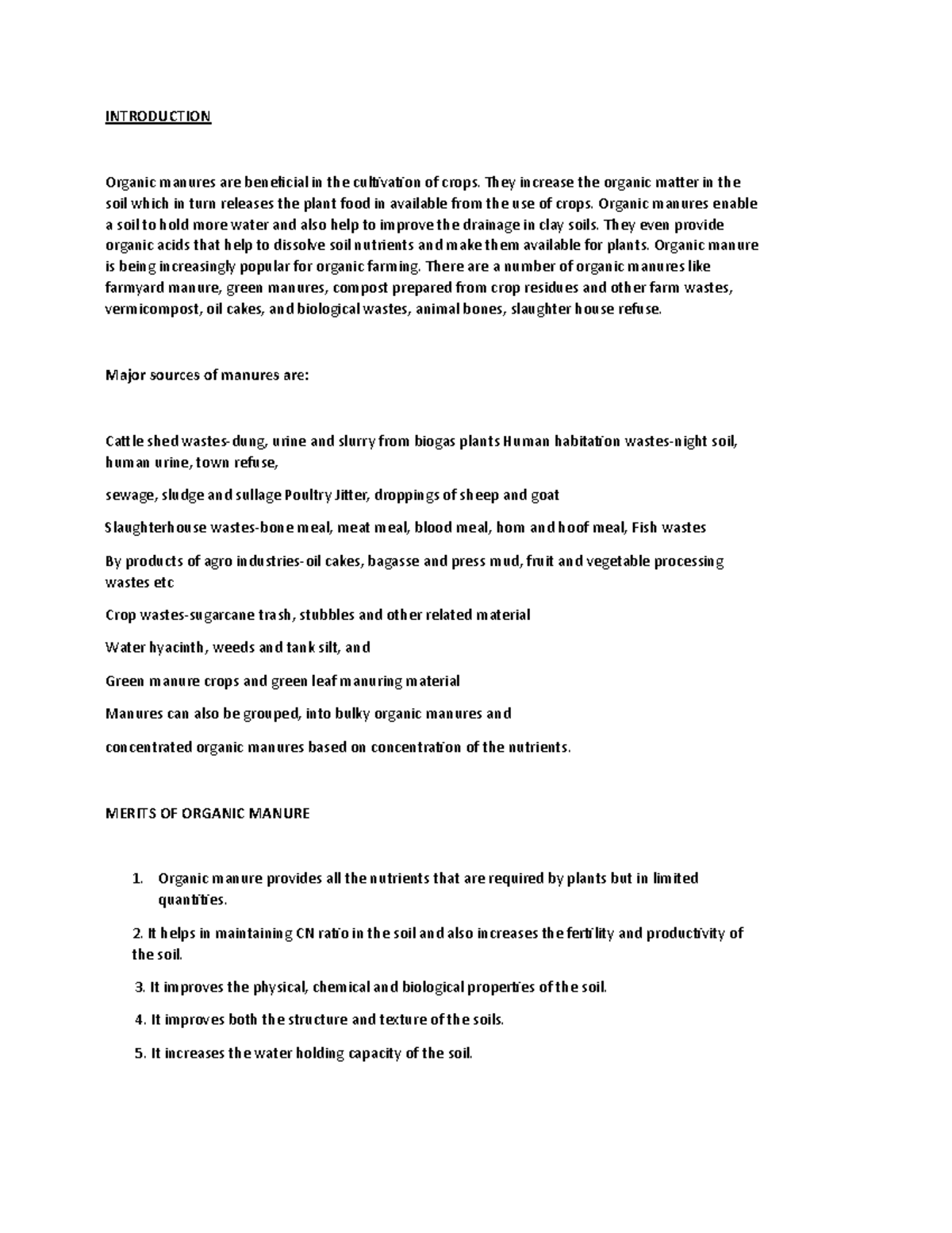Document - INTRODUCTION Organic manures are beneficial in the ...