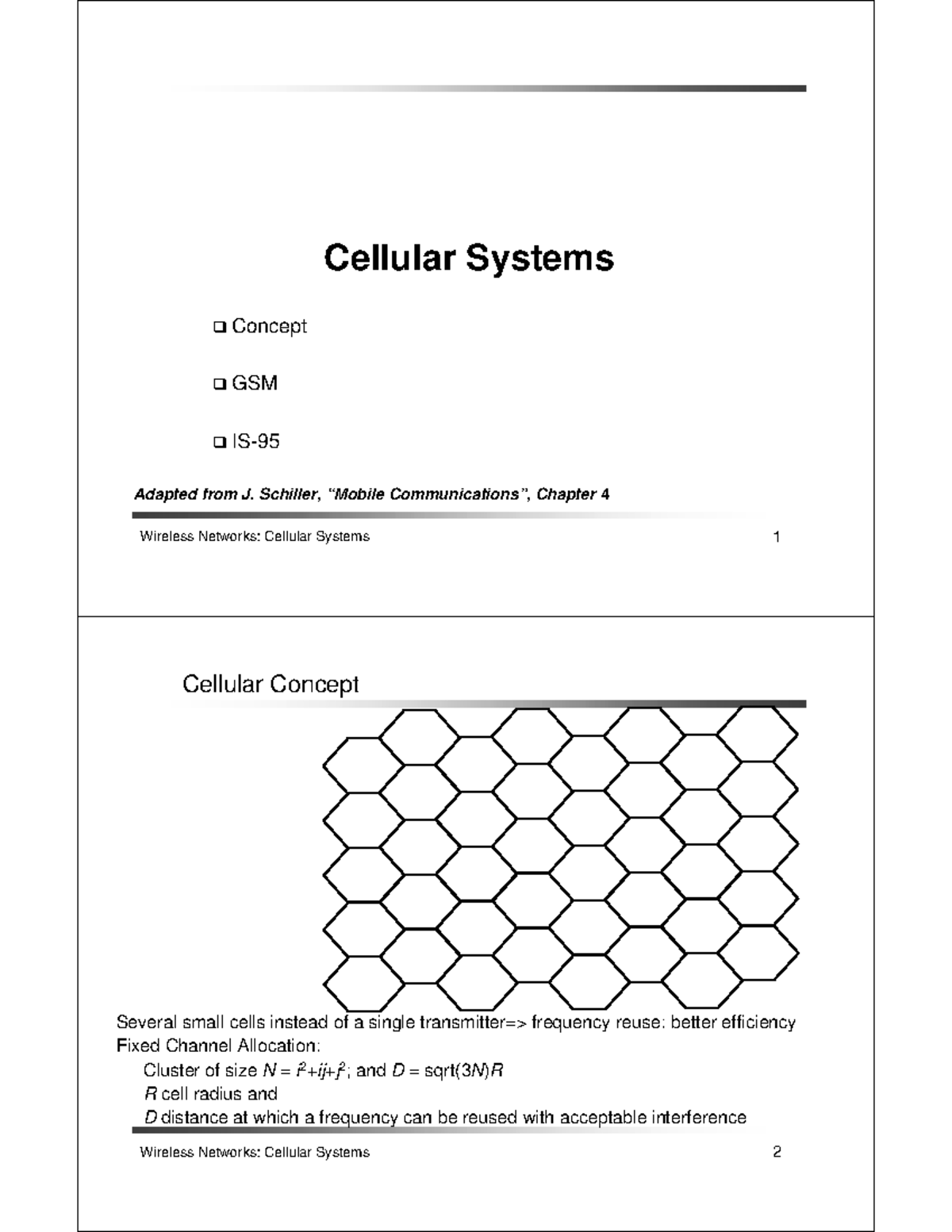 Cellular sys - Wireless Networks: Cellular Systems 1 Cellular Systems ...
