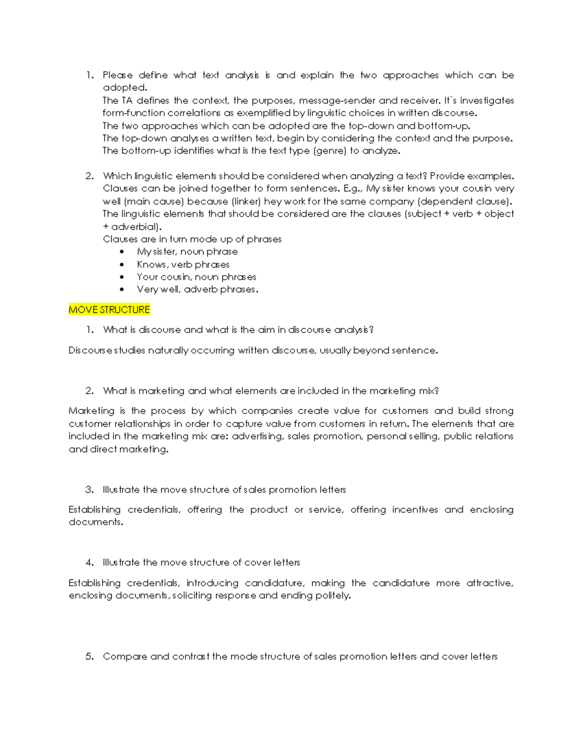 Domande esame inglese A Please define what text analysis is and