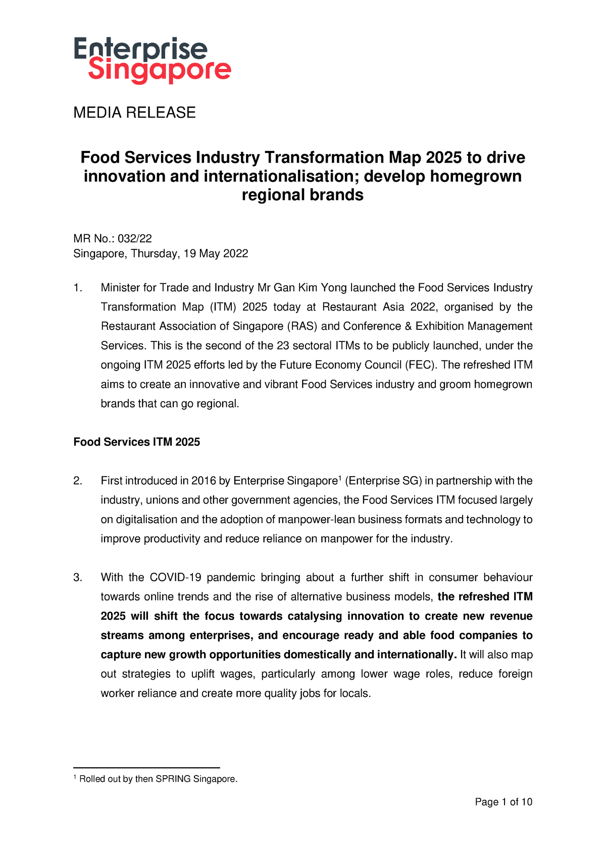 MR03222 Food Services Industry Transformation Map 2025 to drive