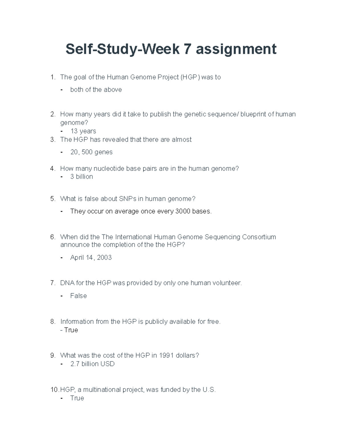 Self-Study - Week 7 Assignment - Self-Study-Week 7 assignment The goal ...