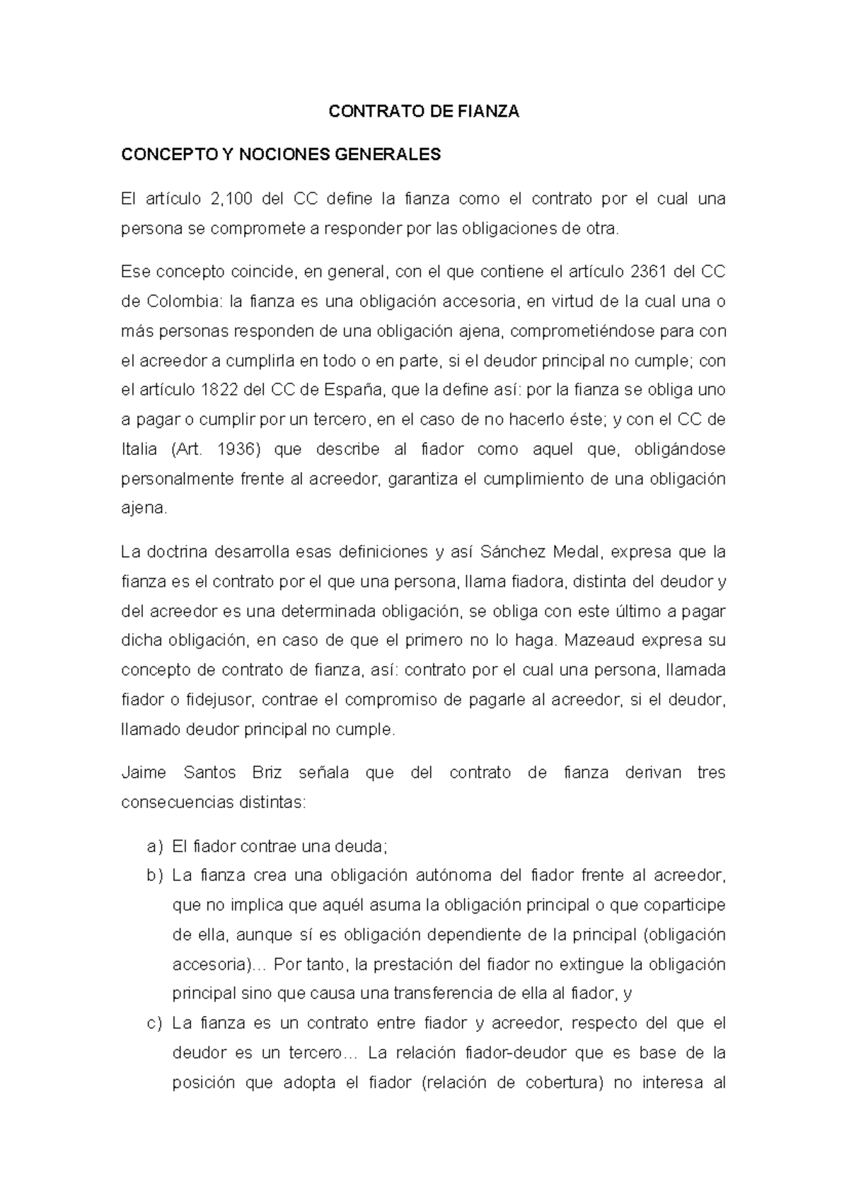 13. Contrato DE Fianza - DEFDFDF - CONTRATO DE FIANZA CONCEPTO Y ...