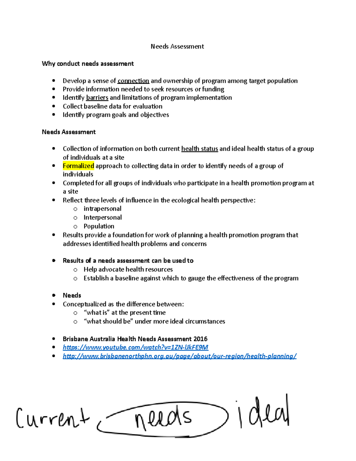 Ch 4 Needs Assessment-Outline copy - Needs Assessment Why conduct needs ...