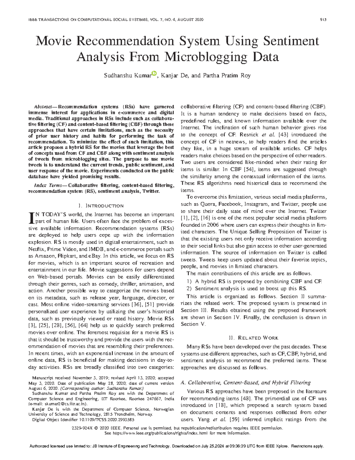Movie Recommendation System Using Sentiment Analysis From Microblogging ...