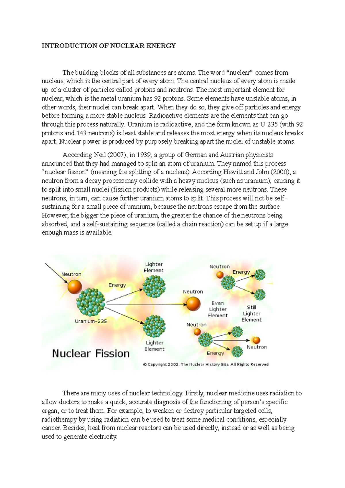 Case Study Chm361 Inorganic Chemistry - INTRODUCTION OF NUCLEAR ENERGY ...