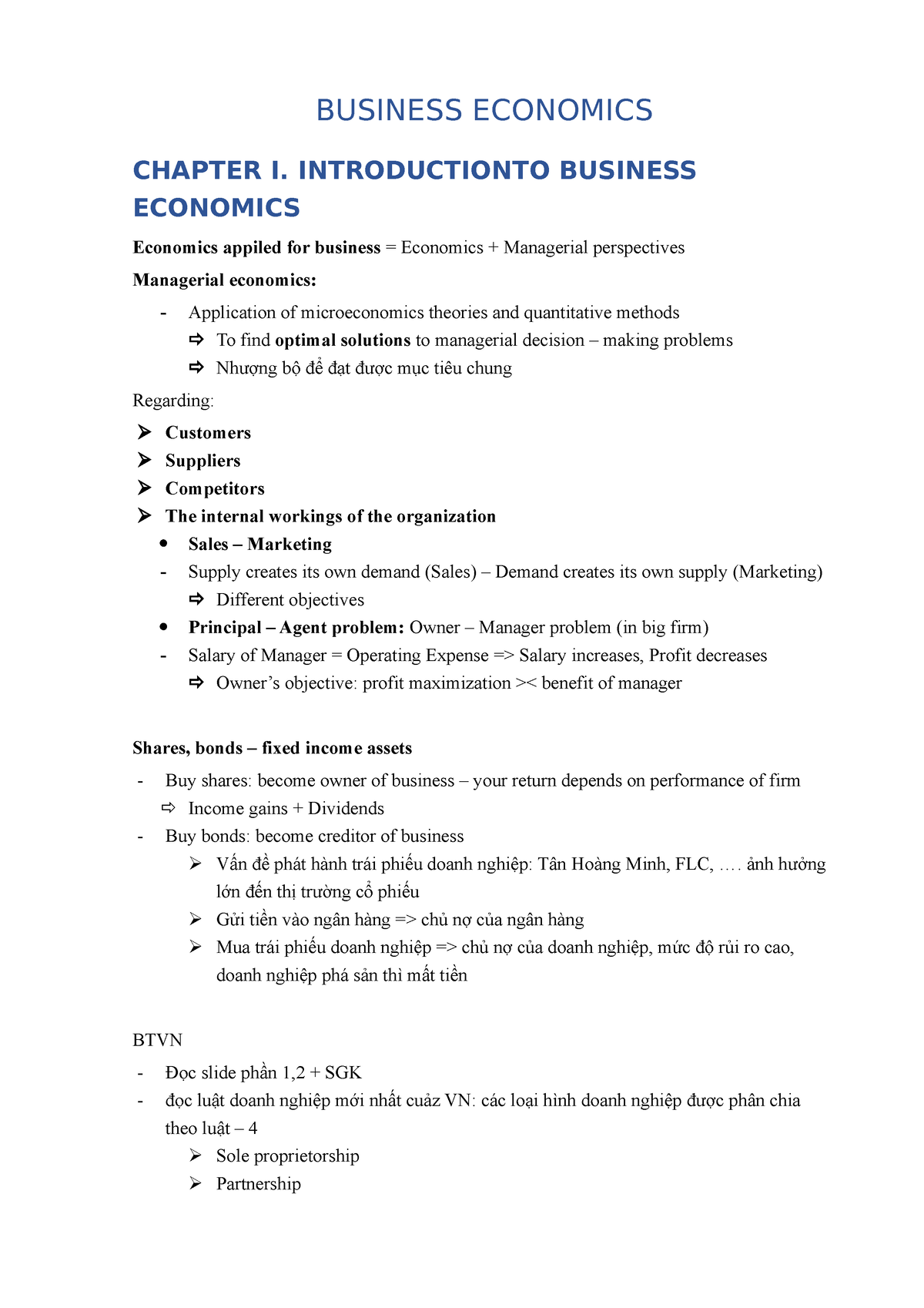 Business Economics - Lecture Notes - BUSINESS ECONOMICS CHAPTER I ...