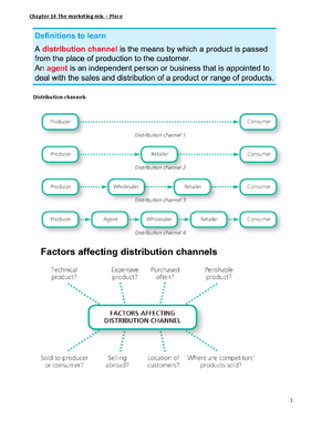 Marketing mix - Place notes - Chapter 14 The marketing mix – Place ...