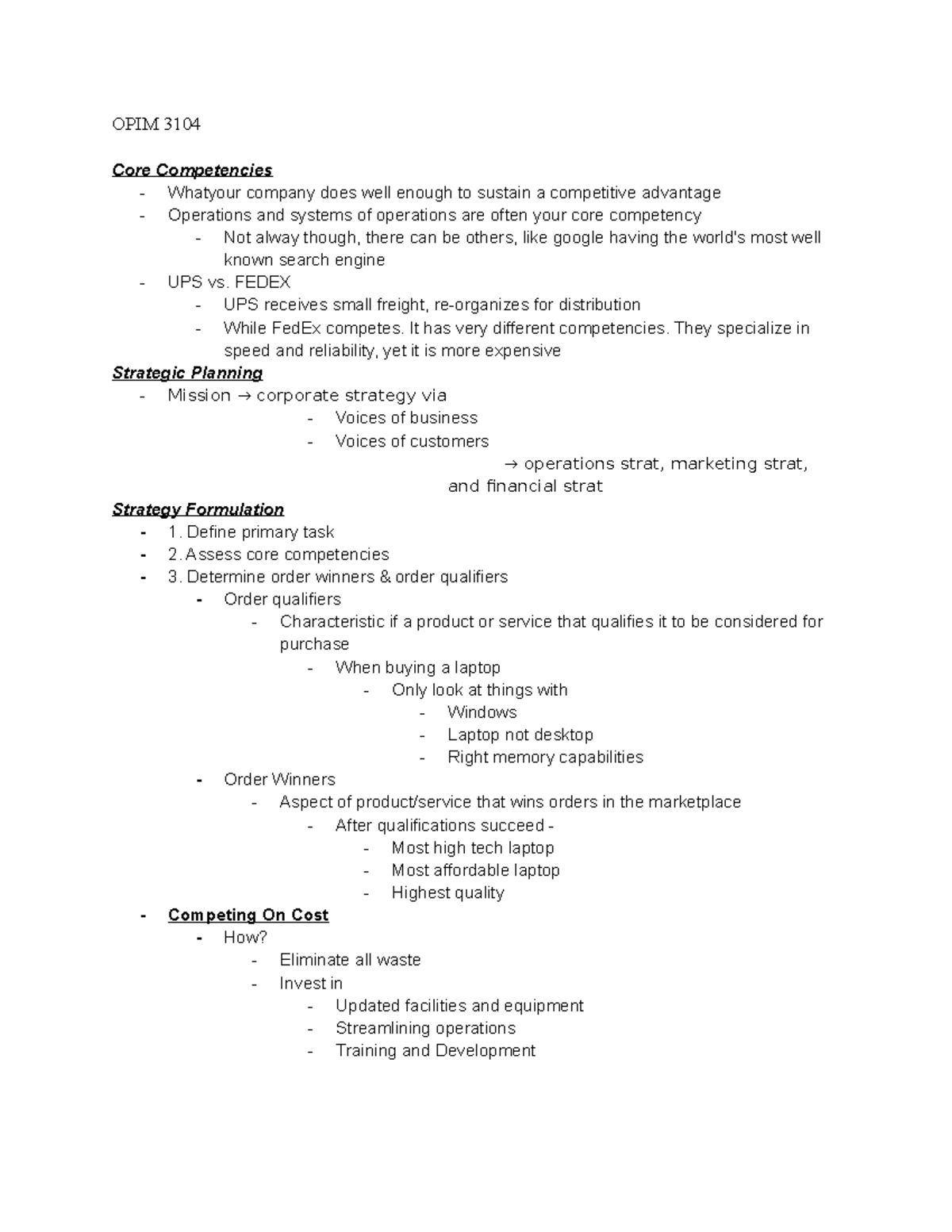 OPIM - 3104 - OPIM 3104 Day Lecture Notes UCONN - OPIM 3104 Core ...