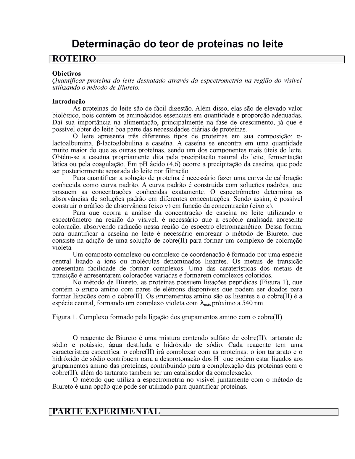 Roteiro 2 - Determinação DO TEOR DE Proteínas NO Leite - Determinação ...