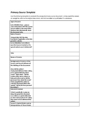 Primary Source Template - Unless explicitly stated, all categories ...