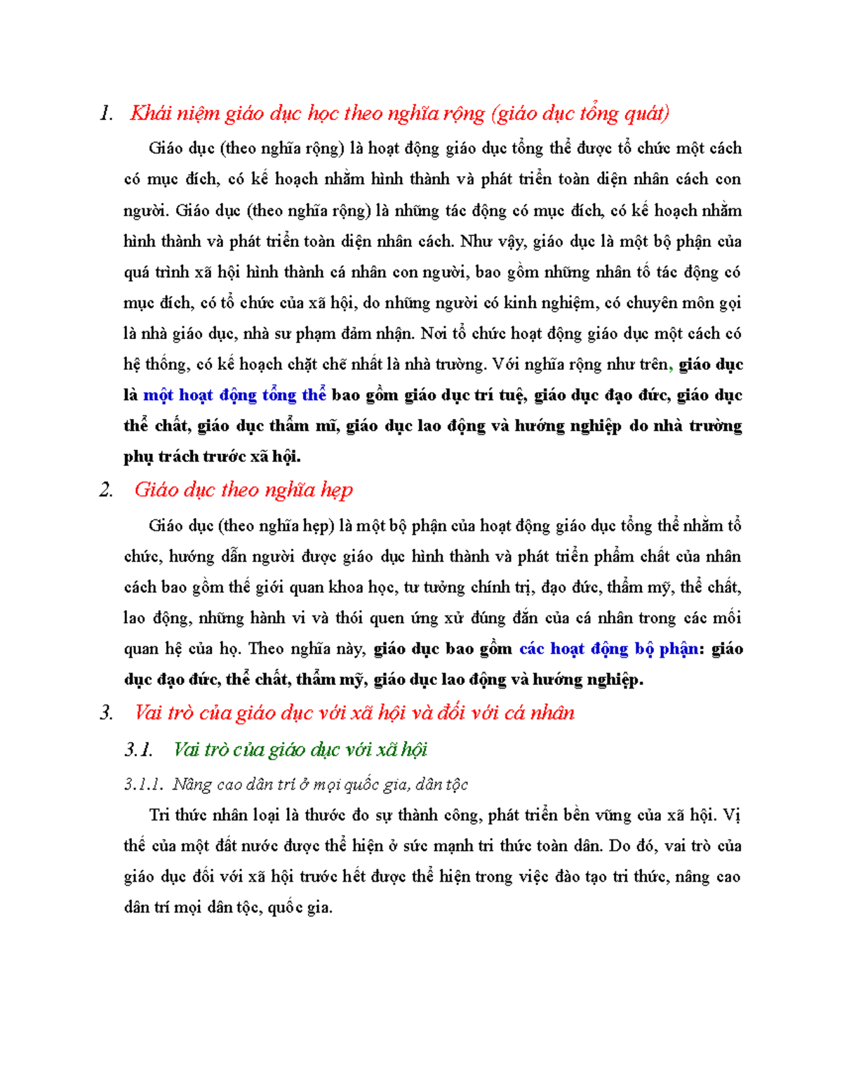 Nộidung VỀ GIÁO DỤC HỌC ĐẠI CƯƠNG VÀ CÁC BÀI TẬP - 1. Khái niệm giáo dục học theo nghĩa rộng (giáo - Studocu