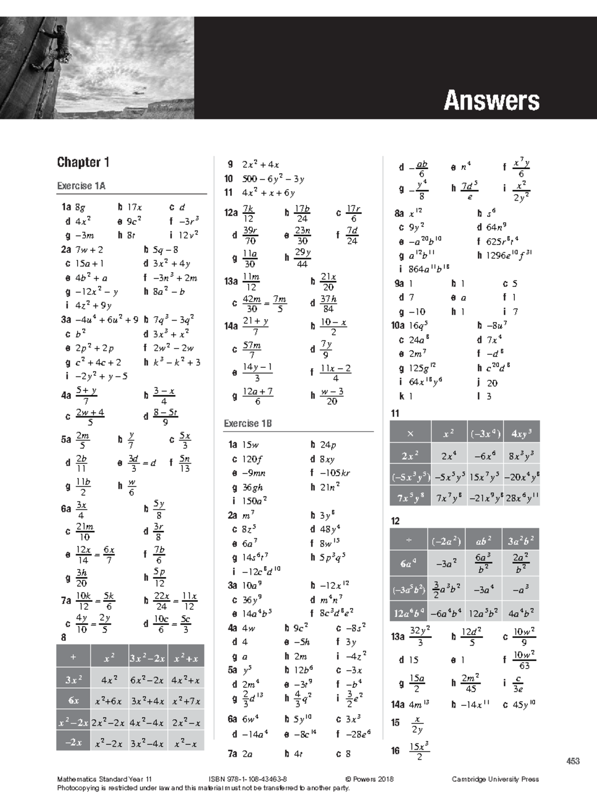 Answers - 453 Answers Chapter 1 Exercise 1A 1a 8 g b 17 x c d d 4 x 2 e ...