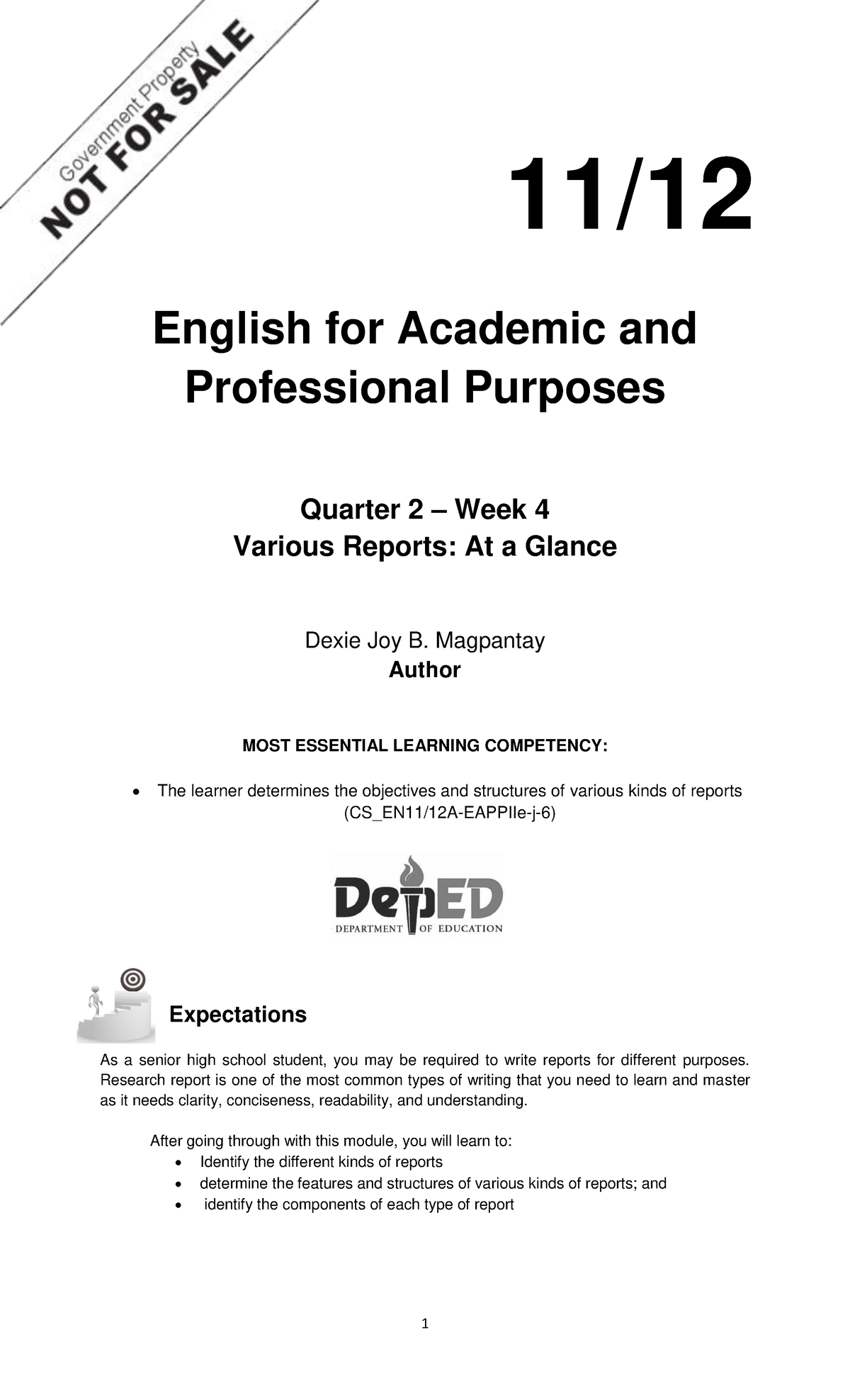 Eapp Q2 Week 4 1 English English For Academic And Professional Purposes Quarter 2 Week 4 4700