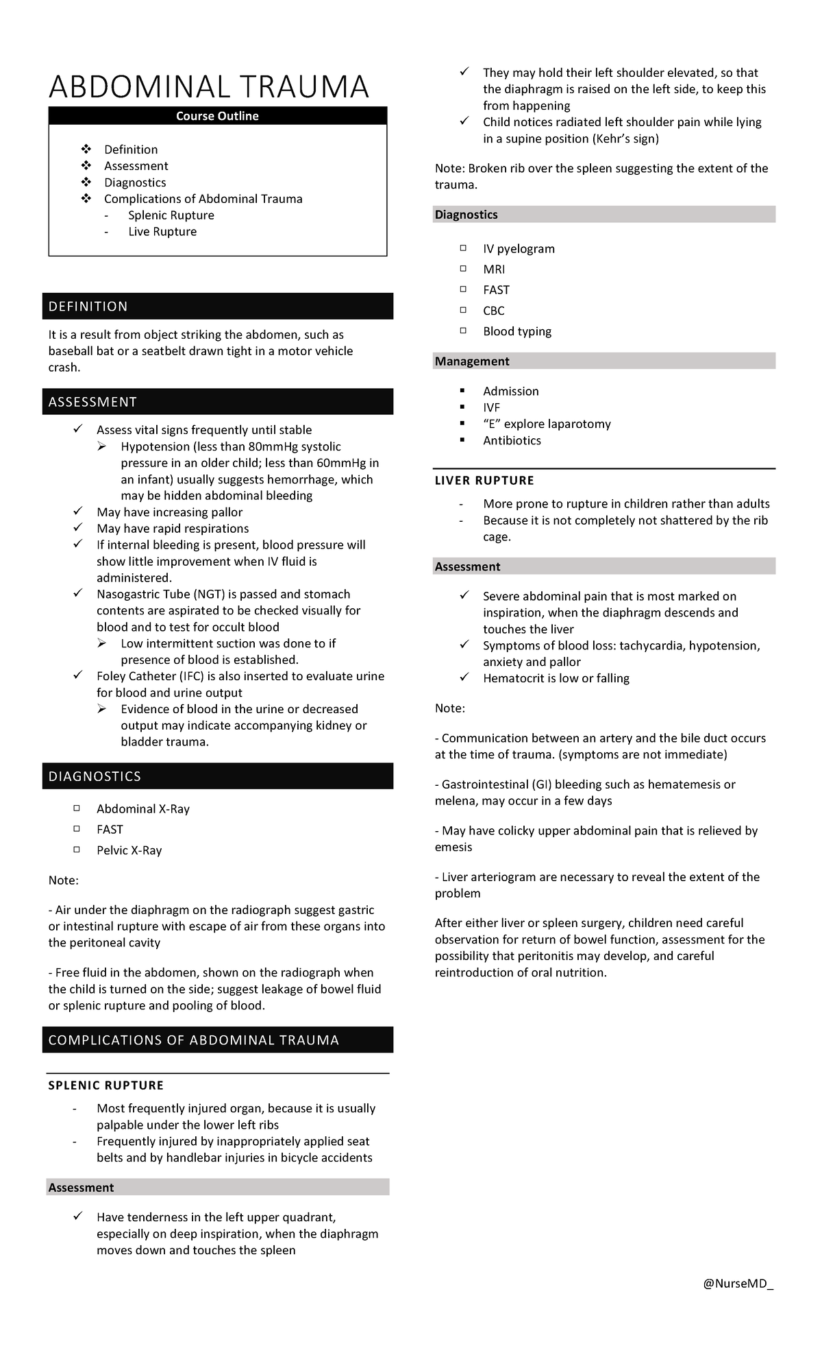 03 Abdominal Trauma - summaries - @NurseMD_ ABDOMINAL TRAUMA Course ...