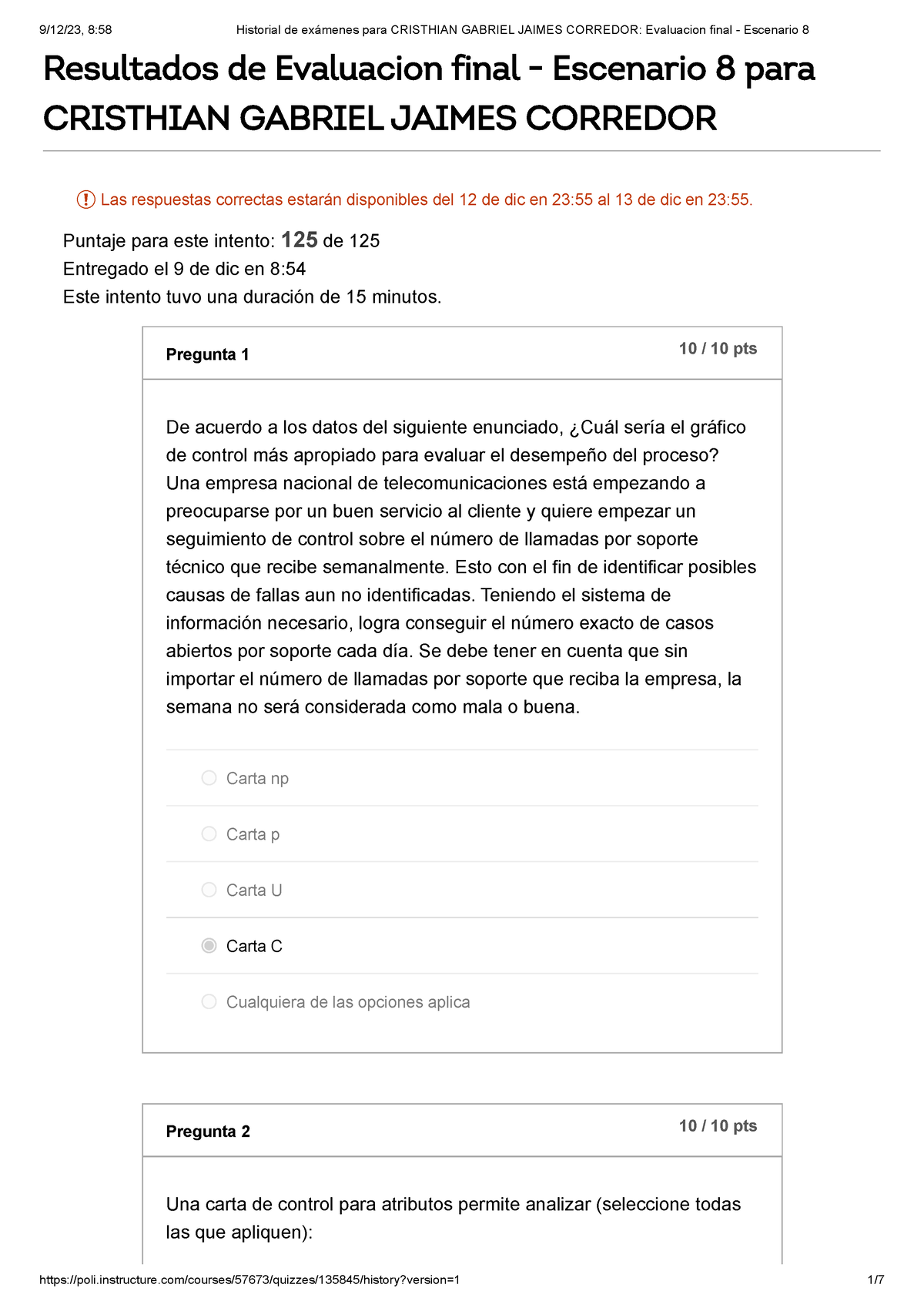 Historial De Exámenes Para Cristhian Gabriel Jaimes Corredor Evaluacion ...