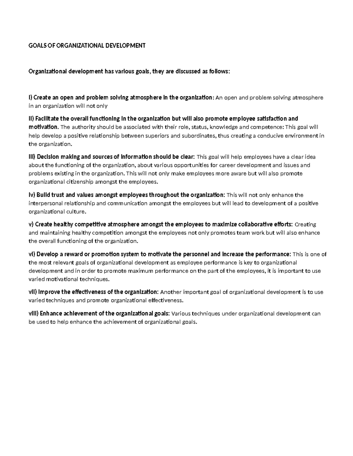 Goals OF Organizational Development - GOALS OF ORGANIZATIONAL ...