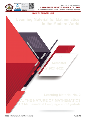 Learning-Module no. 1 for-Mathematics-in-the-Modern-World - college of ...