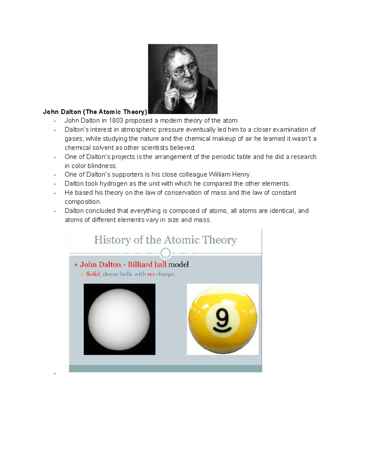 Chemistry Research Project - John Dalton (The Atomic Theory) - John ...