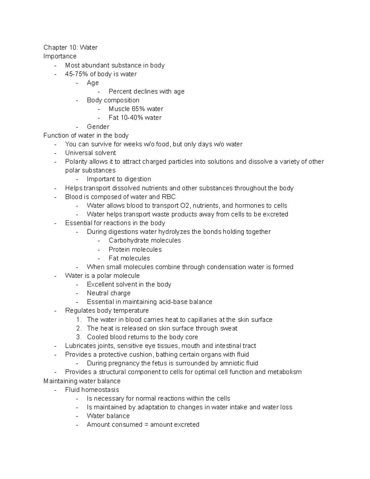 Chapter 10 Water - Chapter 10: Water Importance - Most abundant ...