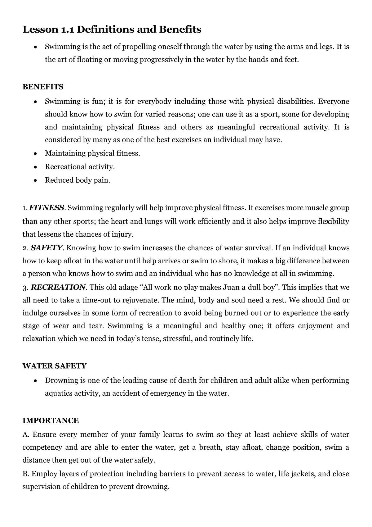 Pe 4th - Notes In Physical Education 4th Quarter - Lesson 1 Definitions 