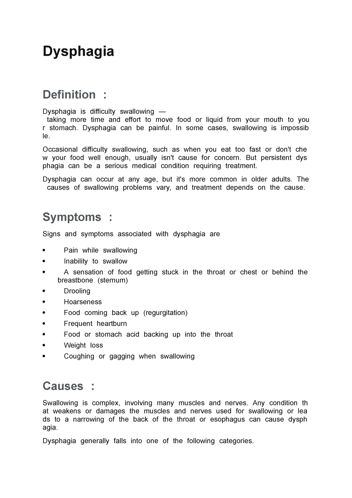 Dysphagia - DysphagiaT DefinitionT: DysphagiaTisTdifficultyTswallowingT ...