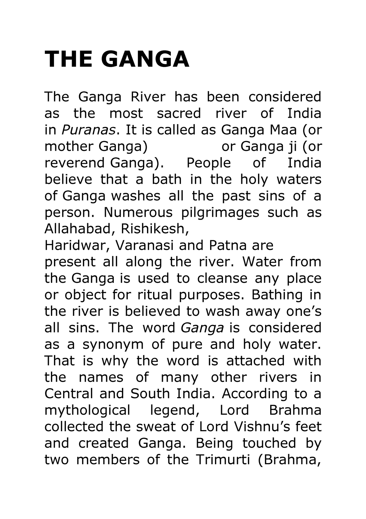 the holy ganga essay