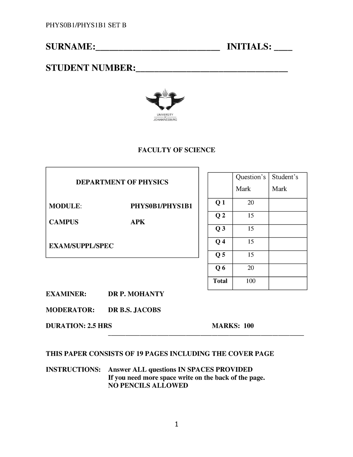 PHYS0B1-PHYS1B1 - Physics 1B Question Paper - PHYS0B1/PHYS1B1 SET B ...