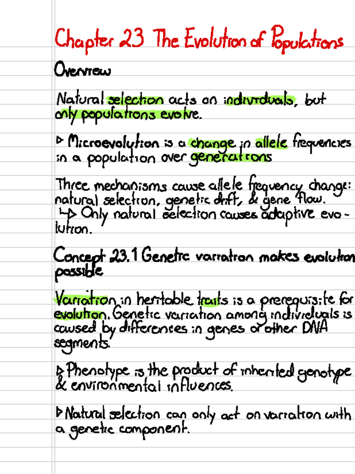 Chapter 23 - The Evolution Of Populations - A Microevolution Is A ...