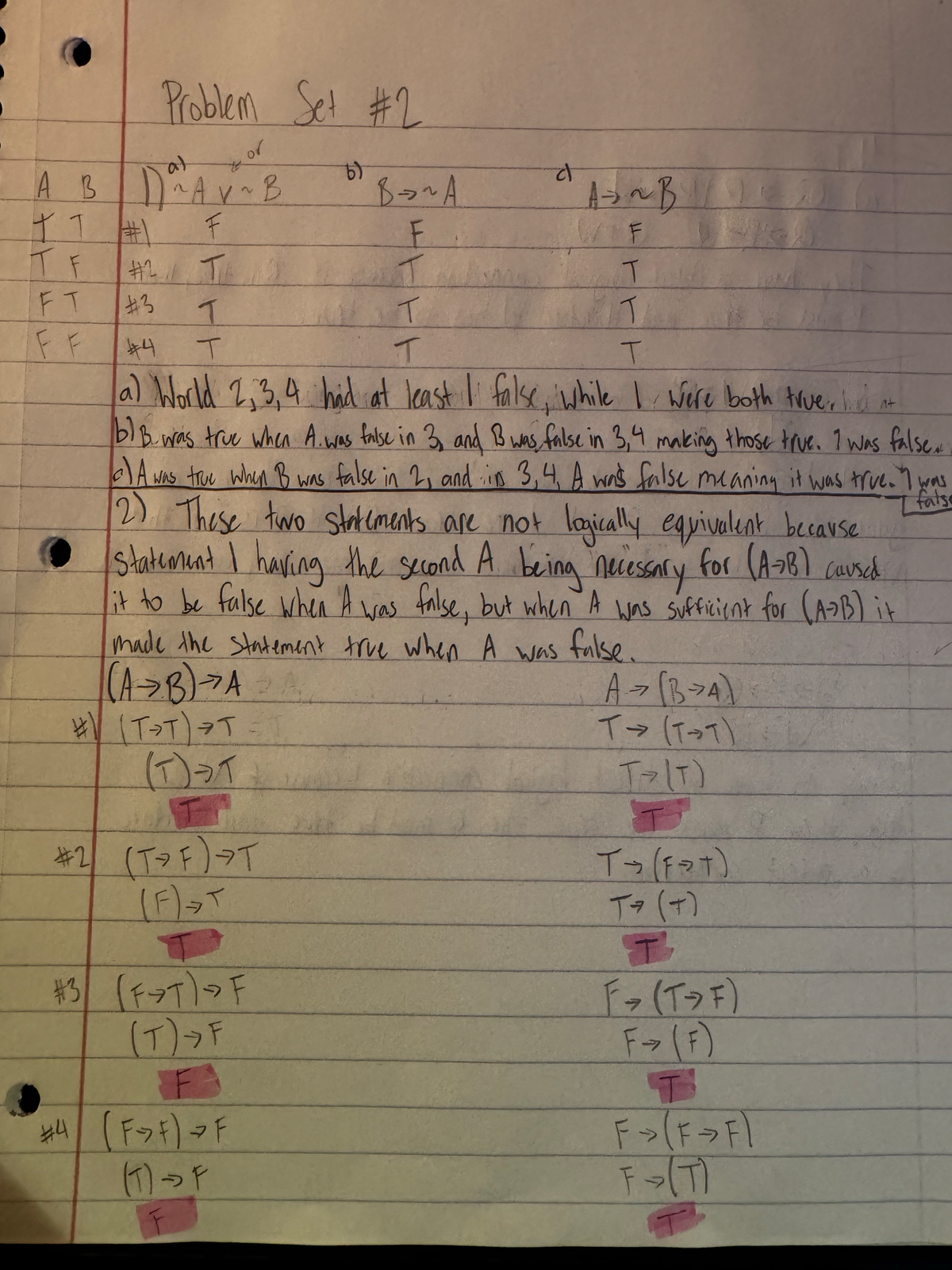LOCpset 2 - Problem Set 2 - Problem Set 2 or 1) at I b) cl A B A V B B ...
