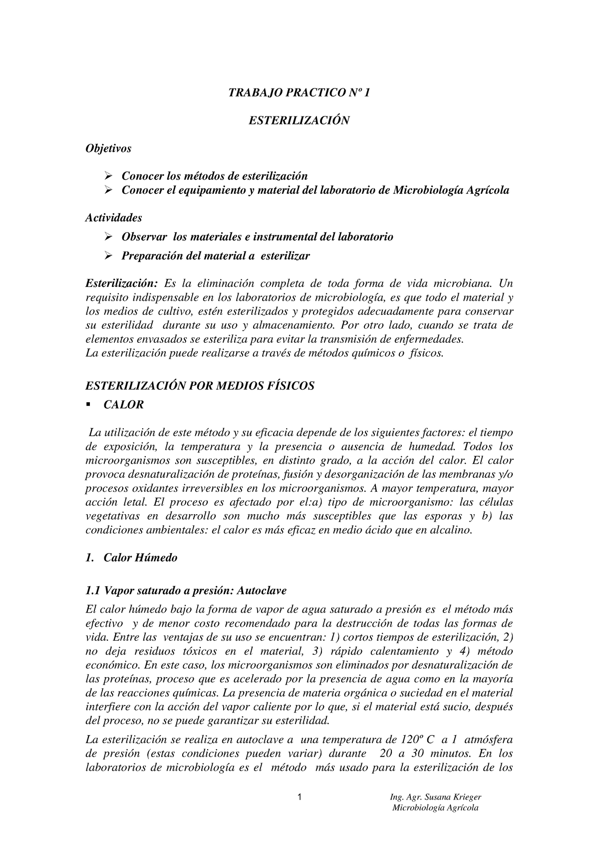 TP1 Esterilizacion - Trabajo Practico De Esterilización De Instrumentos ...