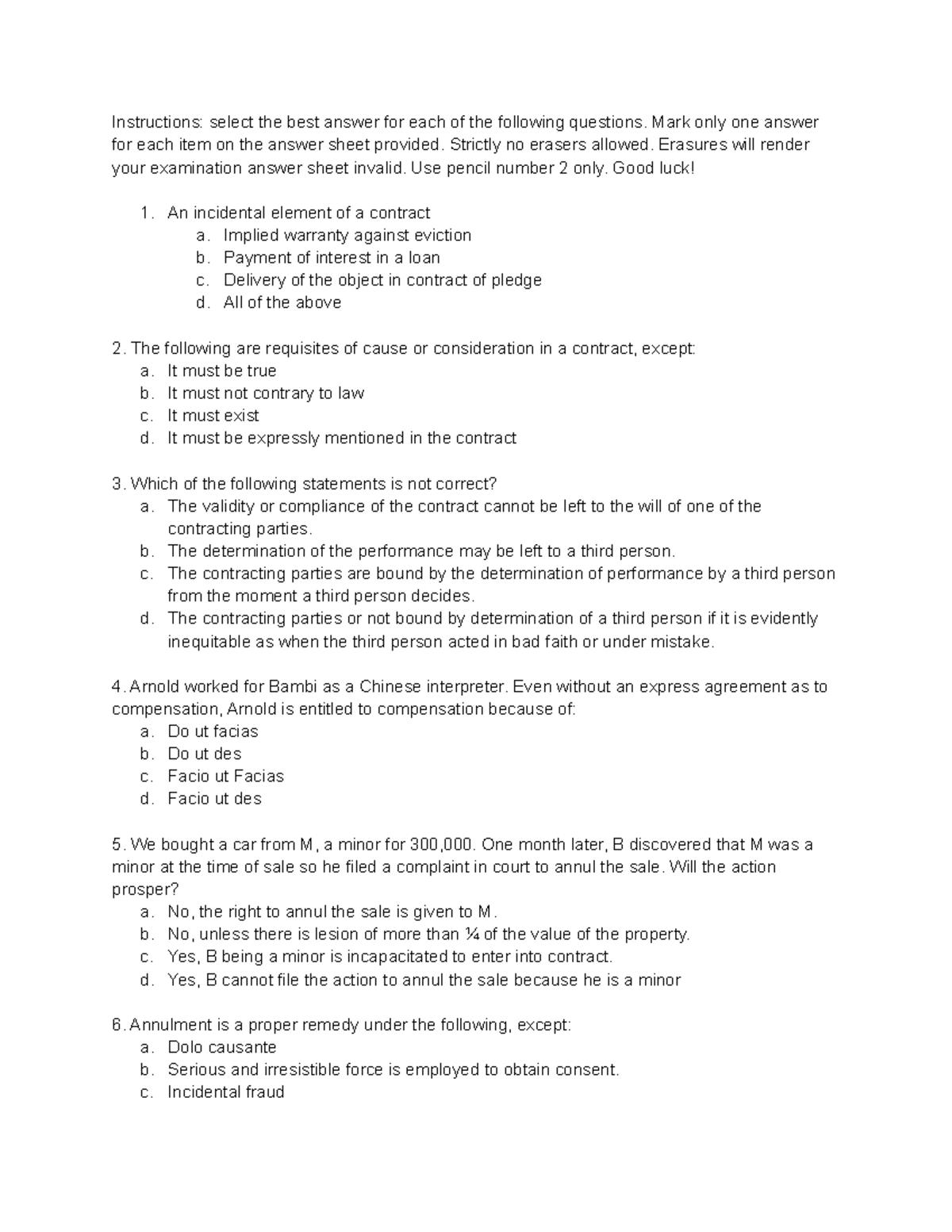 Accounting exam sample with practice questions. - Instructions: select ...