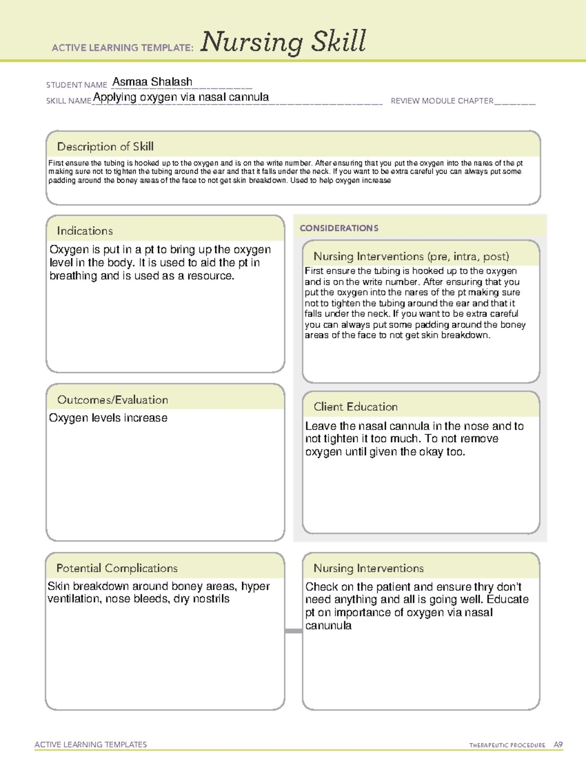 Oxygen via nasal - Active Learning Template - ACTIVE LEARNING TEMPLATES ...