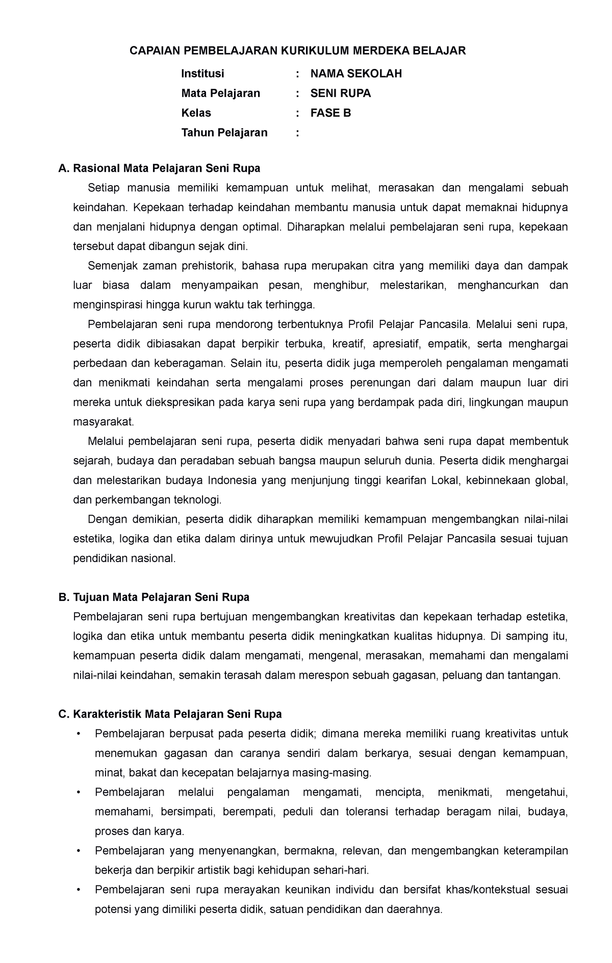 CP SENI RUPA FASE B (datadikdasmen - CAPAIAN PEMBELAJARAN KURIKULUM ...