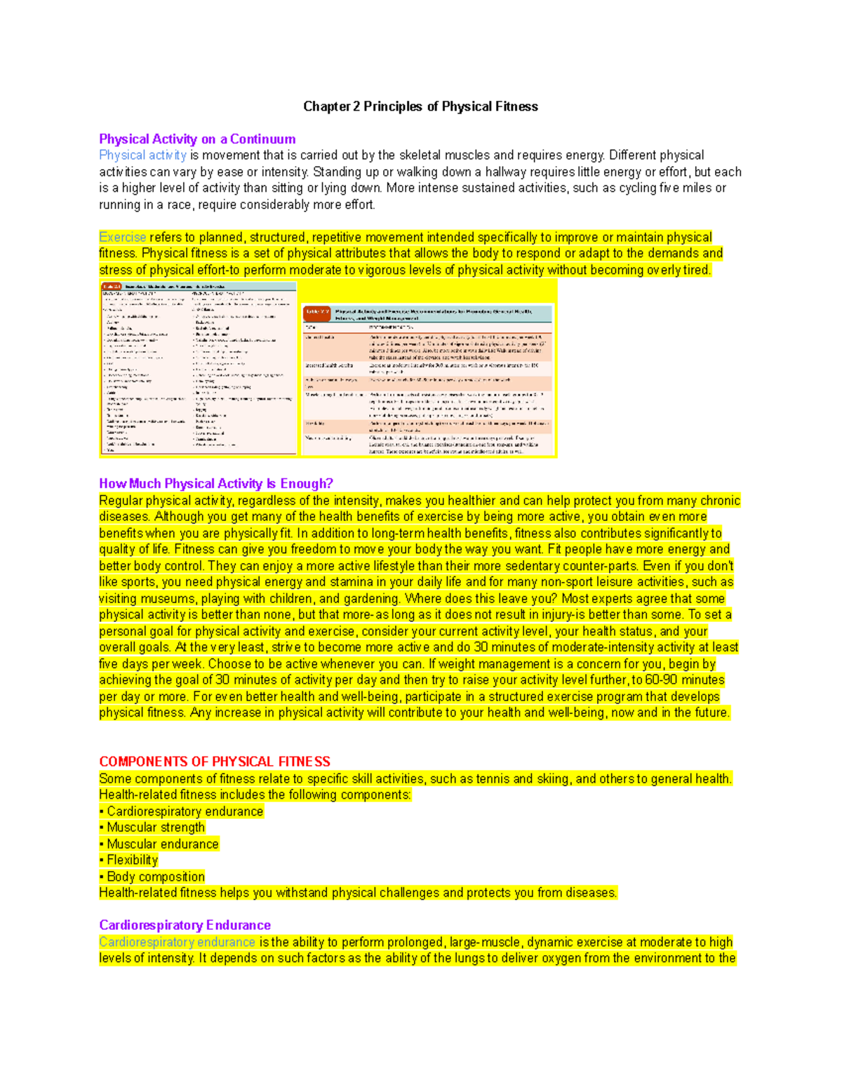 Personal Health: Chapter 2 Principles of Physical Fitness - Chapter 2 ...